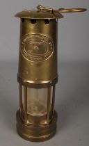 A E.Thomas & William Ltd brass miners lamp. Marked Cambrian No. 160982.