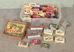 A box of assorted diecast vehicles and Meccano to include Days Gone, Corgi, Exclusive First