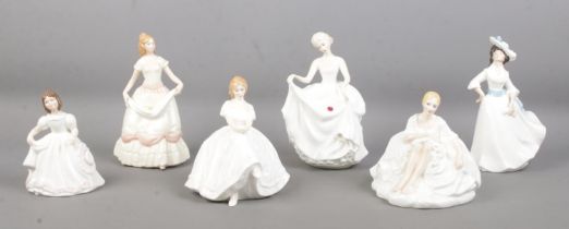 Six Royal Doulton figurines; Heather HN 2956, Tracy HN 2736, Joanne HN 2373, Nicole HN 3421,