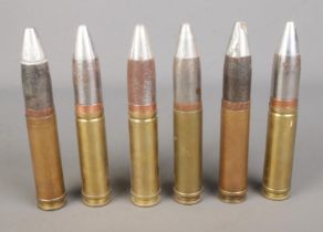 Six practice Aden canon rounds all stamped for Royal Ordnance Factory Chorley and dated between 1975