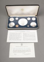 A Republic of Panama Proof set minted by The Franklin Mint in case with certificates and sleeve