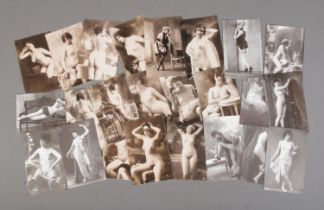 A collection of erotica, glamour and nude themed postcards. 24 cards