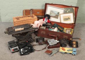 A quantity of assorted collectable including, Watts Empire trouser press, Underwood typewriter,