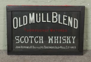 A large vintage advertising sign for Old Mull Blend Scotch Whisky. Approx. dimensions 85.5cm x 56cm.