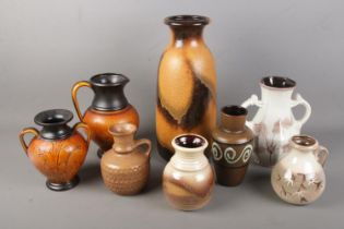 A large selection of West German Pottery including large floor vase and Scheurich examples. 8