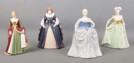 Four Franklin Porcelain figures; Marie Antoinette, Catherine the Great, Elizabeth I and Isabella