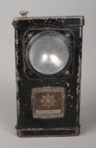 An early 20th century Forster Equipment Co. fireman's lamp marked for Lancashire County Fire