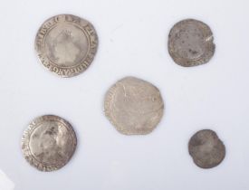 A collection of hammered coins including a Charles I hammered silver shilling, 6th bust. Tower