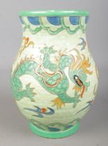 A hand painted Crown Ducal vase. Decorated with a dragon and stamped 146 to the base. (22cm)