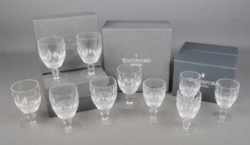 Two sets of Waterford Crystal glasses in the 'Colleen' design. Comprises of six goblets and four