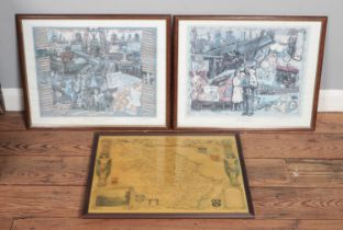 After John Michael Webster, two limited edition prints along with a map of the West Riding of