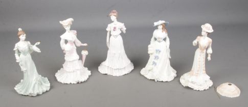 A collection of Coalport figurines including Clementine, Lady Alice, Lady Rose, Sophie and Emma