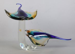 Oscar Zanetti for Murano, a large glass sculpture formed as two manta rays. Paper label and signed