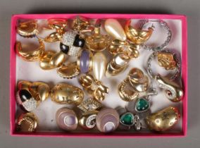 A collection of designer costume earrings to include Swarvoski, Monet etc.