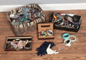 Two trays containing a large quantity of costume jewellery to include bangles, necklaces,