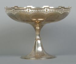 A George V silver pedestal bowl with pierced rim. Assayed for Chester (partial date mark) by