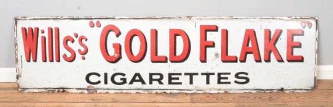 A large enamelled advertising sign for Wills's Gold Flake Cigarettes. 47cm x 185cm.