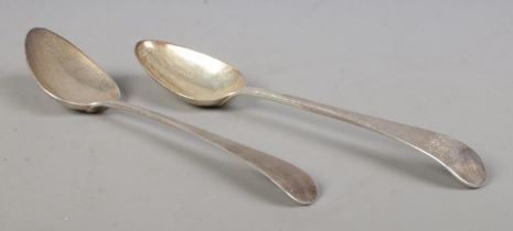 Two George III Old English pattern silver serving/basting spoons. Assayed London 1796 by George