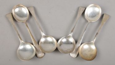 A set of six silver table spoons. Assayed Sheffield 1934 by Cooper Brothers & Sons Ltd. 426g.
