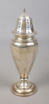 A weight silver sugar sifter. Assayed Birmingham 1945. Makers mark worn. 189g gross weight.