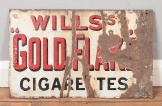 An enamelled double sided advertising sign for Wills's Gold Flake Cigarettes. 30cm x 50cm.