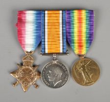 A trio of World War I medals to include 1914-15 Star, British war medal and victory medal. Awarded