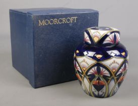 A Moorcroft pottery trial ginger jar decorated in the Inula design by Rachel Bishop. Date cypher for