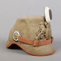 A World War One jager shako with Bavarian coat of arms and motto In Treue Fest.