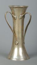 An Art Nouveau silver vase. Having three bifuracted twisting handles. Assayed London 1901 by Charles