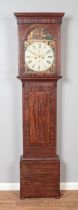 An early 19th century Scottish mahogany eight day longcase clock by W Barr, Hamilton. The painted