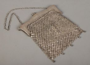 A German silver "chain mail" purse/evening bag. The links being of leaf design. Stamped 800 with