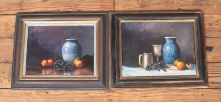 A pair of still life oil on boards by Granville Walker. 44x54cm