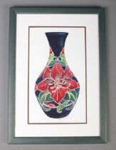 Rachel Bishop for Moorcroft, an original watercolour depicting a vase decorated in the London