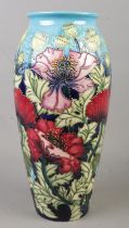 A large Moorcroft pottery vase decorated in the Scarlet Cloud pattern by Rachel Bishop. Date