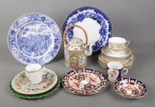 Chinese famille rose tea pot, Royal Crown Derby 2451 pattern, Noritake ceramics and other antique