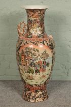 A extra large Chinese floor vase with geisha design Hx90cm One handle missing.