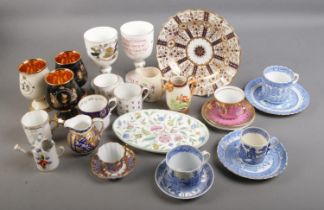 A quantity of mixed named ceramics including Royal Crown Derby, Spode, Coalport, Bavaria, Royal