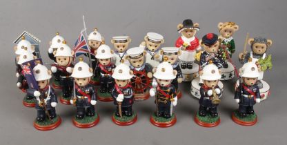 A box of The Hamilton Collection Faithful Fuzzies bear figure sets including 'In The Navy', 'Rule