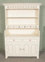 A painted pine Irish dresser Hx193cm Wx138cm Dx46cm