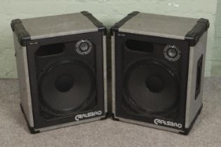Two Carlsbro PA115 speaker cabinets.