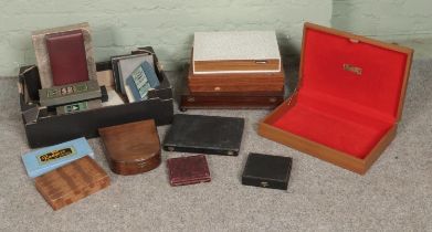 Two boxes of empty canteen and flatware boxes to include wooden and coffee spoon examples.