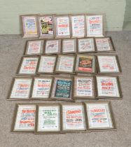 A collection of framed prints each depicting early 1960's show concert posters featuring The