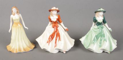 Three boxed ceramic figures to include Royal Doulton Gemstone October Opal, Royal Worcester Sarah