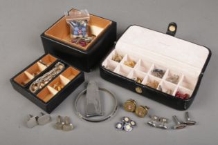 A collection of men's cufflinks including examples from Hackett London together with a small