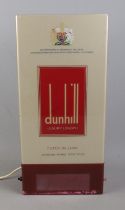 A Dunhill cigarettes illuminated advertising light with clock. Approx. dimensions 21cm x 46cm. In