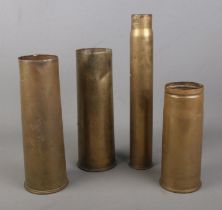 A collection of good size brass artillery shells Tallest 37cm