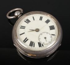 A silver pocket watch, with Roman Numeral dial assayed Birmingham 1910 William Ehrhardt Ltd