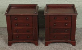 A pair of mahogany four drawer Wellington style chests of small form. Approx. dimensions 37cm x 27cm