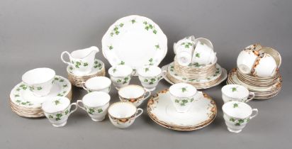 A box of tea wares to include collection of Colclough Ivy and Sutherland China.