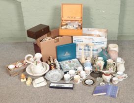 A large quantity of assorted collectables mostly ceramics including Wedgwood plates, various cabinet